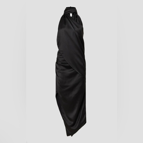 arias new york Dresses & Skirts - Arias New York Asymmetrical black satin draped dress